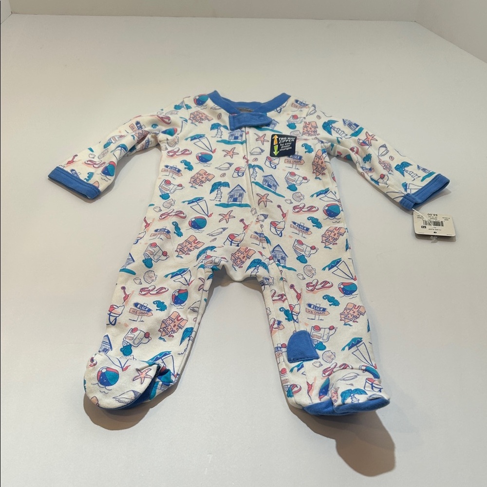 Falls Creek Nautical Print Kids Footie - Blue and White